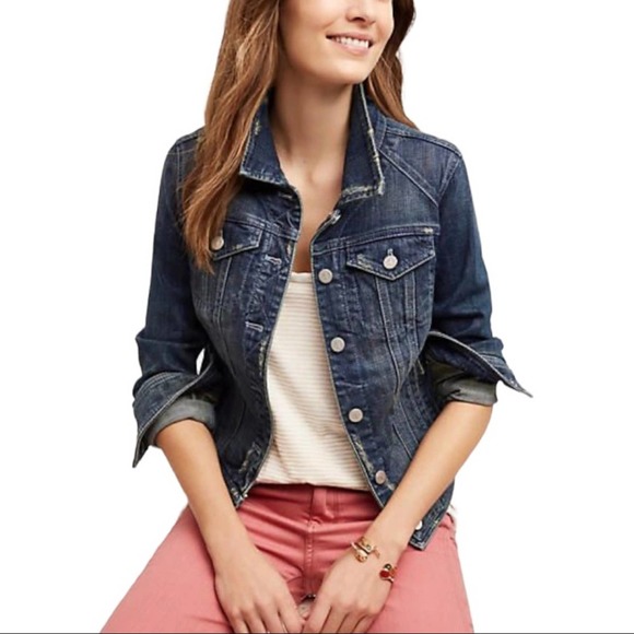 Pilcro and the Letterpress Jackets & Blazers - PILCRO AND THE LETTERPRESS - ANTHRO | Blue Jean Distressed Denim Jacket